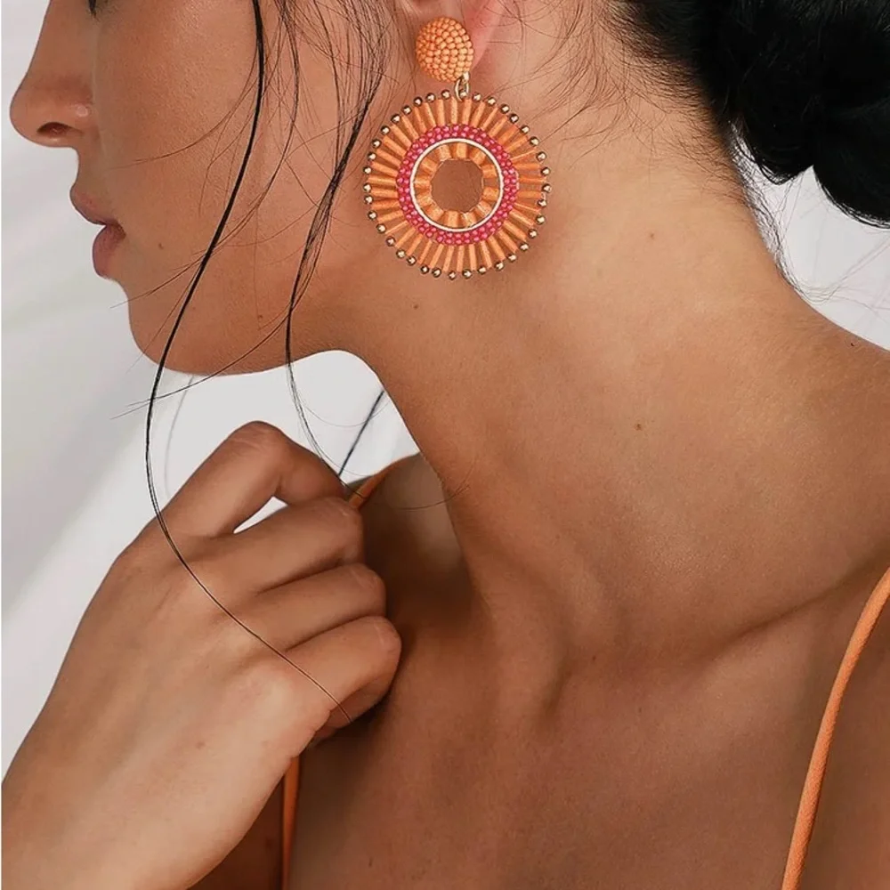LULU’S | Lollipop Orange Beaded Statement Earrings